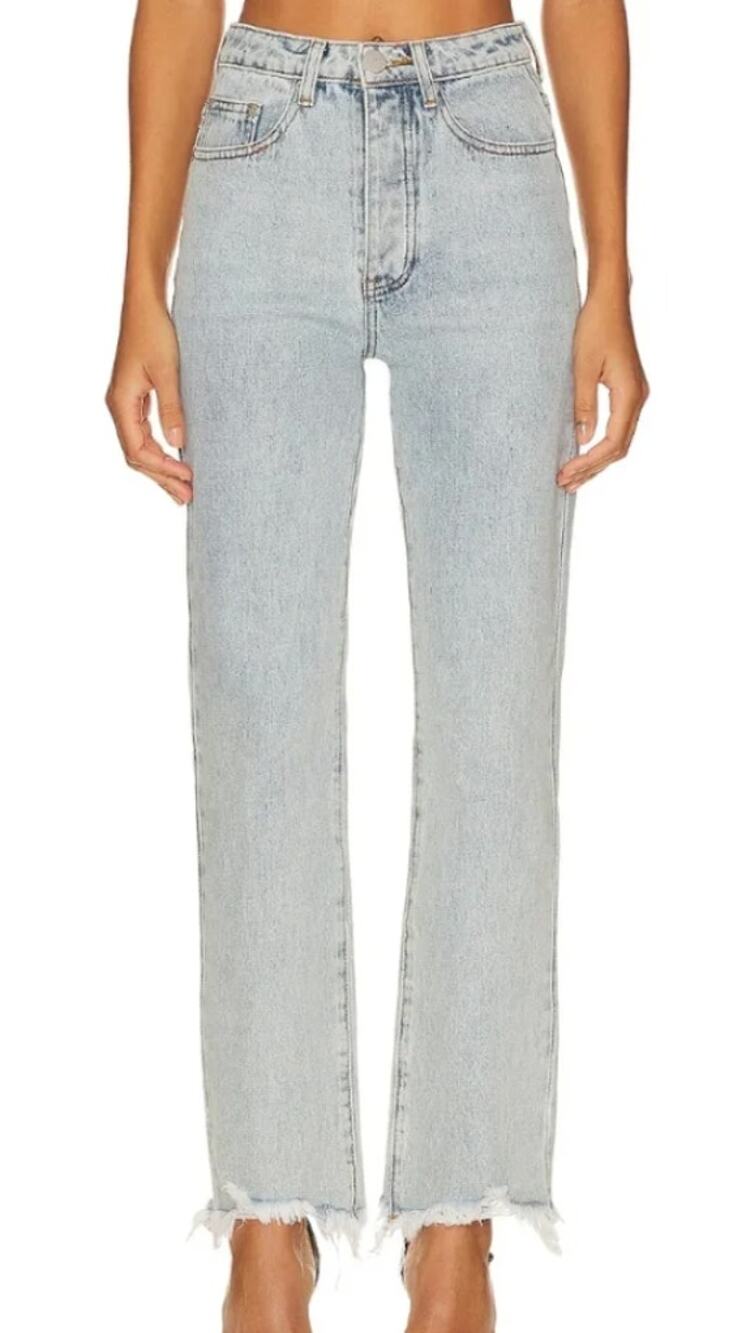 Superdown Straight Jeans SIZE 25 Rigid Denim 5 pocket Raw Hem Marilyn $78 NEW